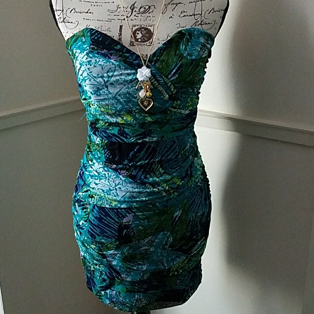 Teal Strapless Dress